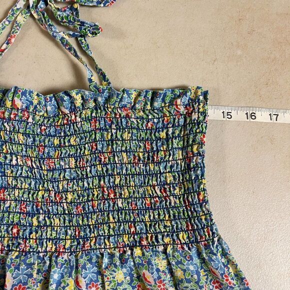 Vintage Private Line Prairie Floral Midi Shirred Dress Large - Picture 9 of 11